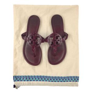 TORY BURCH Miller Sandals Croc Burgundy Minimal Boho Quiet Luxury Old Money 6